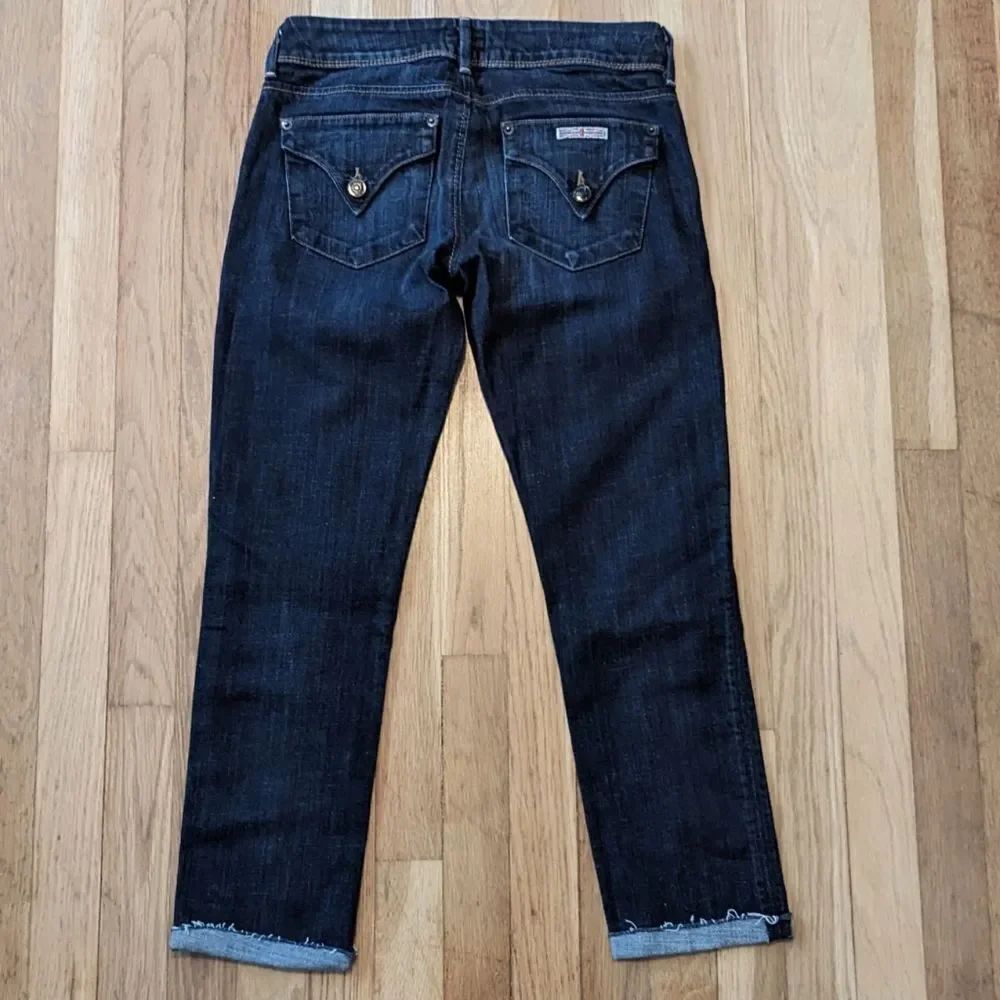 Hudson Collin Skinny Crop Button Pocket flap dark wash jeans